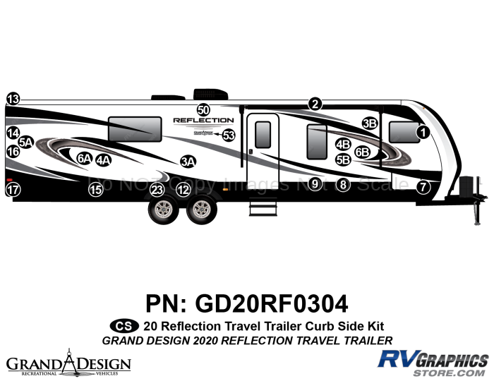 22 Piece 2020 Reflection Travel Trailer Curbside Graphics Kit