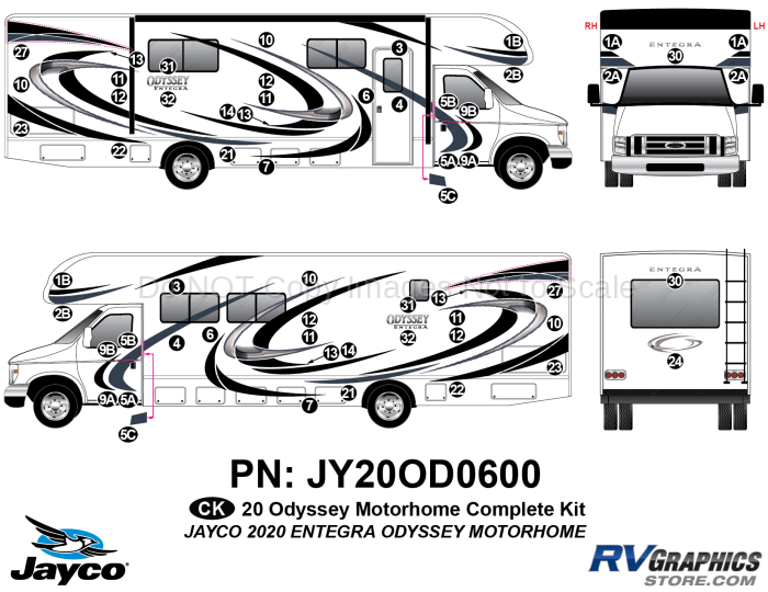 59 Piece 2020 Odyssey Motorhome Complete Graphics Kit