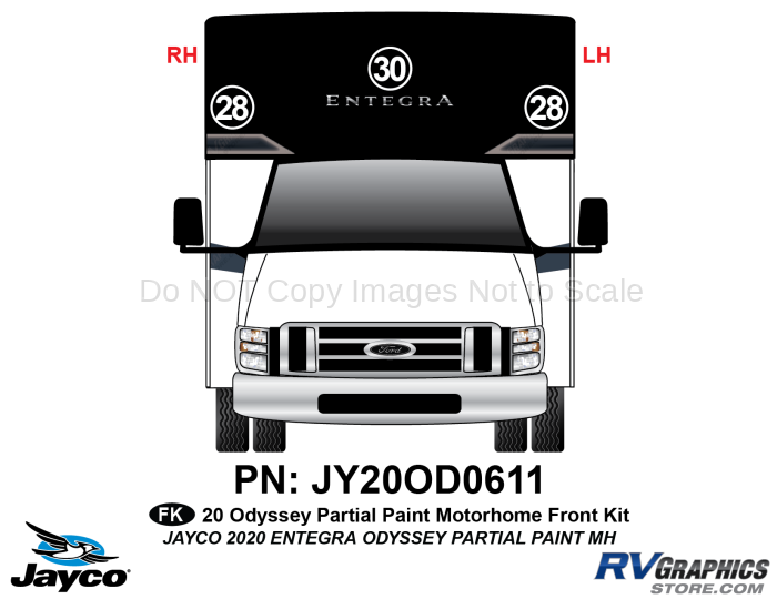 3 Piece 2020 Odyssey Partial Paint Motorhome Front Graphics Kit