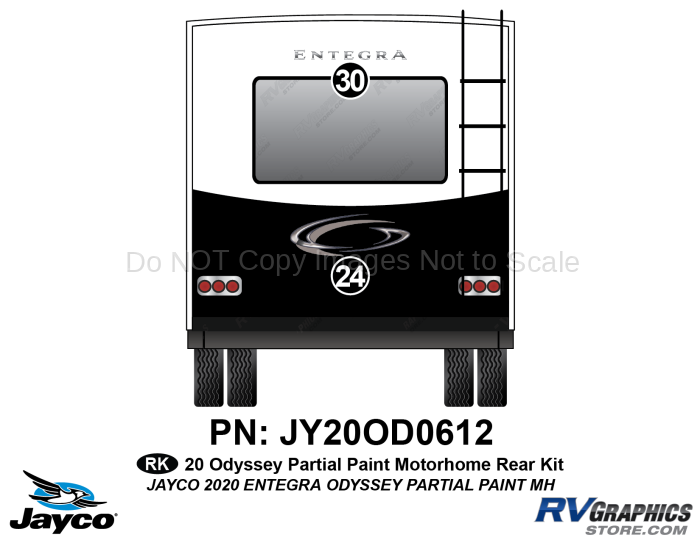 2 Piece 2020 Odyssey Partial Paint Motorhome Rear Graphics Kit