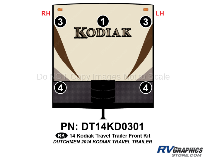 5 Piece 2014 Kodiak Travel Trailer Front Graphics Kit