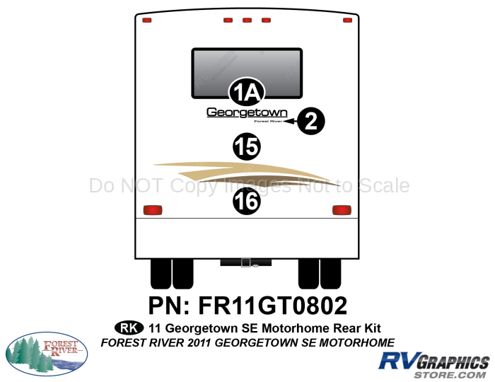 4 Piece 2011 Georgetown SE Motorhome Rear Graphics Kit