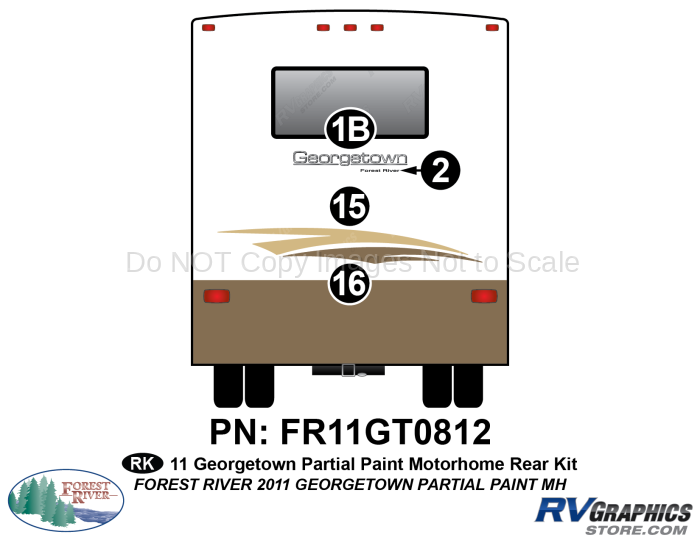 4 Piece 2011 Georgetown Partial Paint Motorhome Rear Graphics Kit