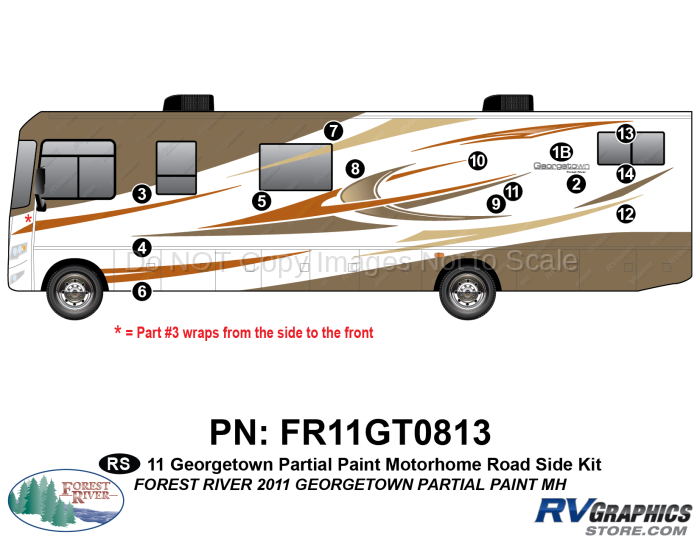 14 Piece 2011 Georgetown Partial Paint Motorhome Roadside Graphics Kit
