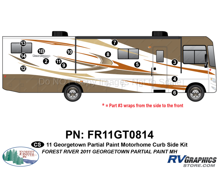 14 Piece 2011 Georgetown Partial Paint Motorhome Curbside Graphics Kit