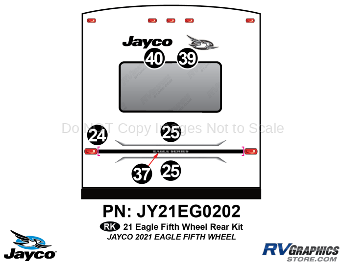 6 Piece 2021 Eagle Fifth Wheel Rear Graphics Kit