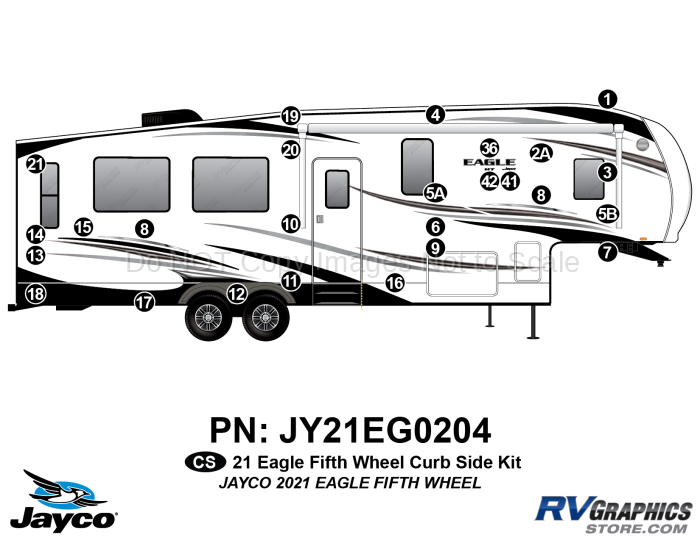 26 Piece 2021 Eagle Fifth Wheel Curbside Graphics Kit