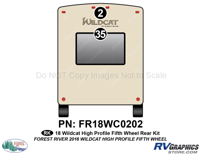 2 Piece 2018 Wildcat High Profile Fifth Wheel Rear Graphics Kit