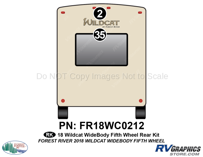 2 Piece 2018 Wildcat High Profile Fifth Wheel Rear Graphics Kit