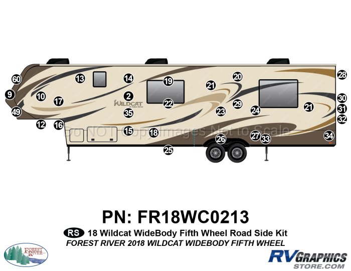 30 Piece 2018 Wildcat Widebody Fifth Wheel Roadside Graphics Kit