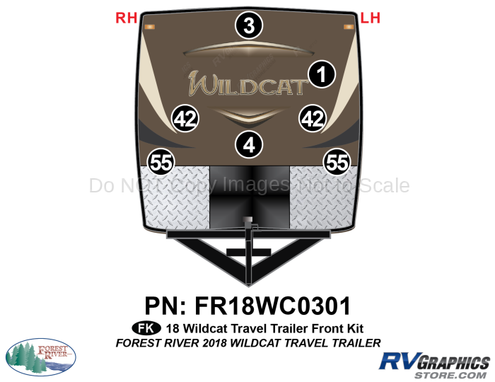 7 Piece 2018 Wildcat Travel Trailer Front Graphics Kit