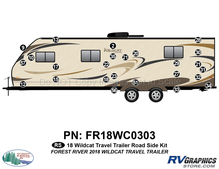 24 Piece 2018 Wildcat Travel Trailer Roadside Graphics Kit