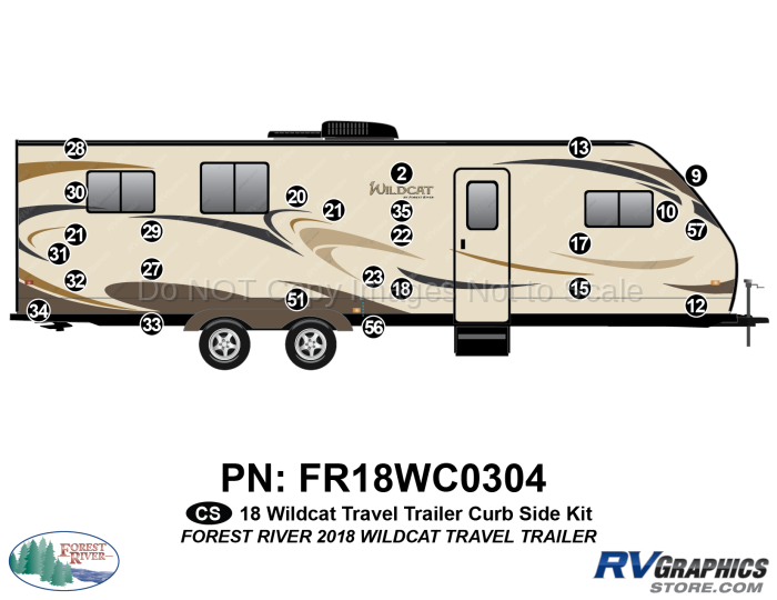 24 Piece 2018 Wildcat Travel Trailer Curbside Graphics Kit