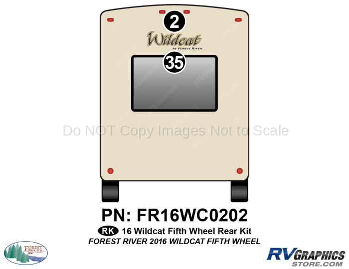 2 Piece 2016 Wildcat Fifth Wheel Rear Graphics Kit