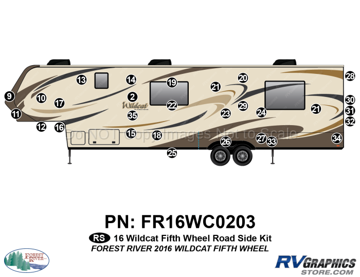 29 Piece 2016 Wildcat Fifth Wheel Roadside Graphics Kit