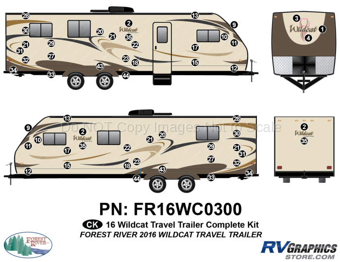 53 Piece 2016 Wildcat Travel Trailer Complete Graphics Kit