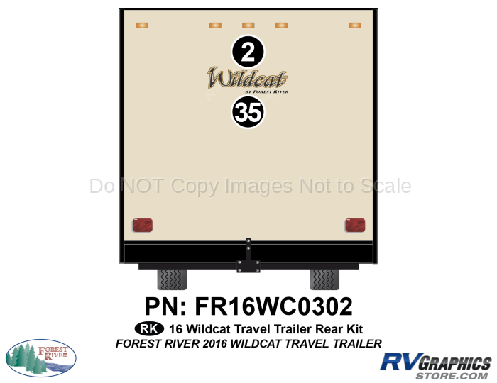 2 Piece 2016 Wildcat Travel Trailer Rear Graphics Kit