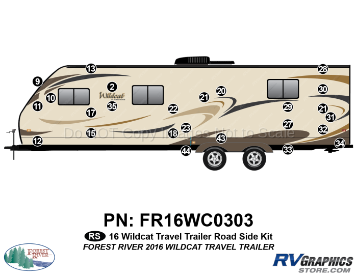 24 Piece 2016 Wildcat Travel Trailer Roadside Graphics Kit