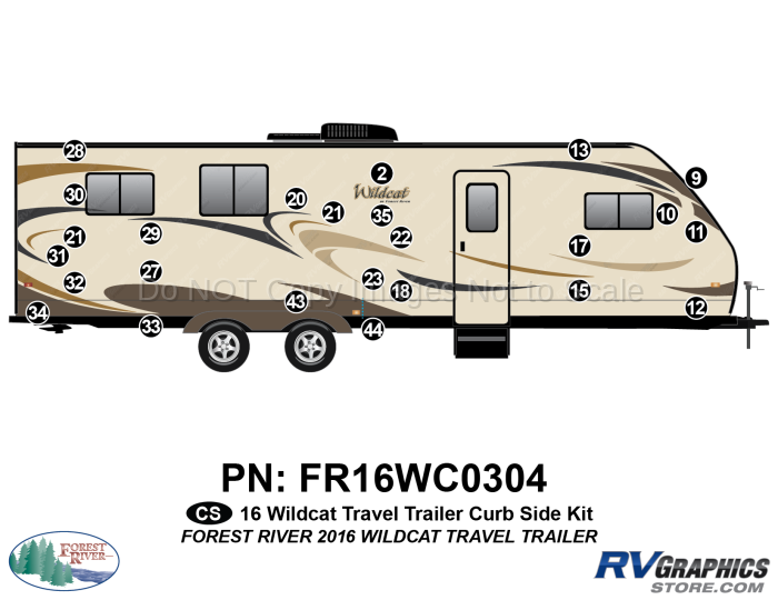 24 Piece 2016 Wildcat Travel Trailer Curbside Graphics Kit