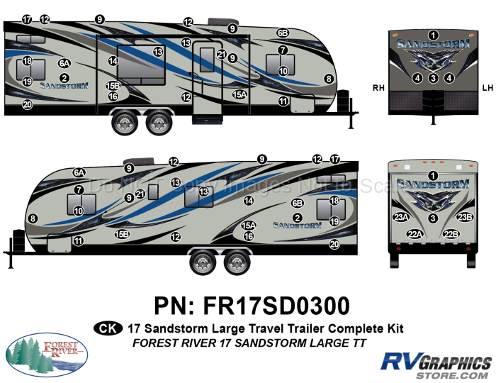 58 Piece 2017 Sandstorm Lg TT Complete Graphics Kit