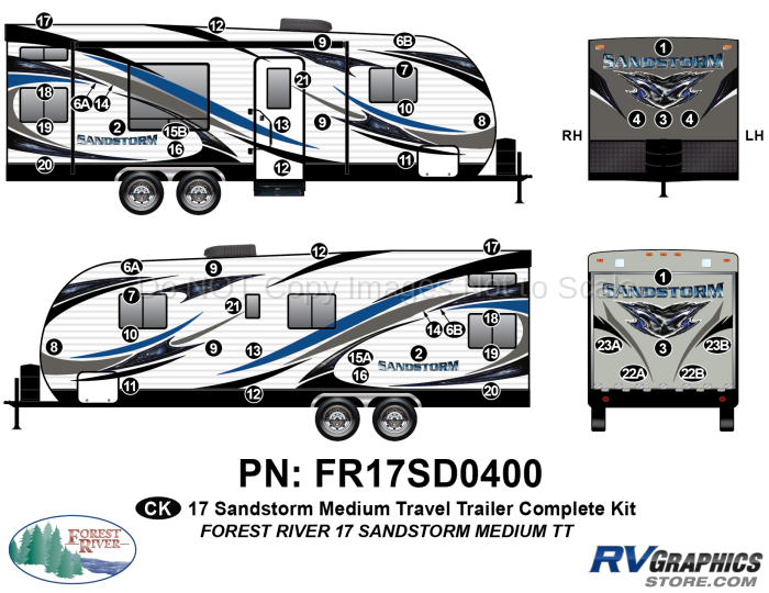 50 Piece 2017 Sandstorm Med TT Complete Graphics Kit