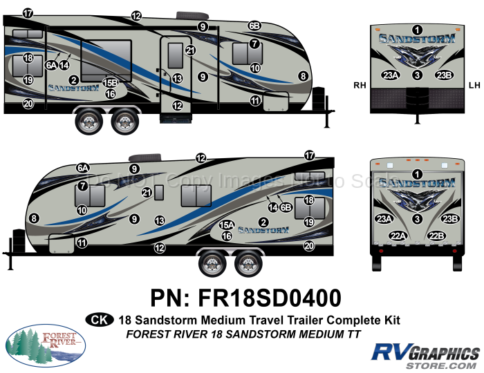 50 Piece 2018 Sandstorm Med TT Complete Graphics Kit