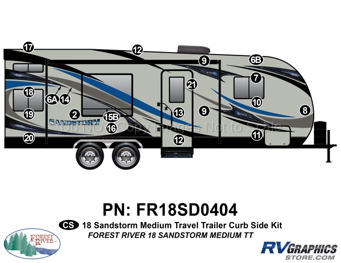 20 Piece 2018 Sandstorm Med TT Curbside Graphics Kit