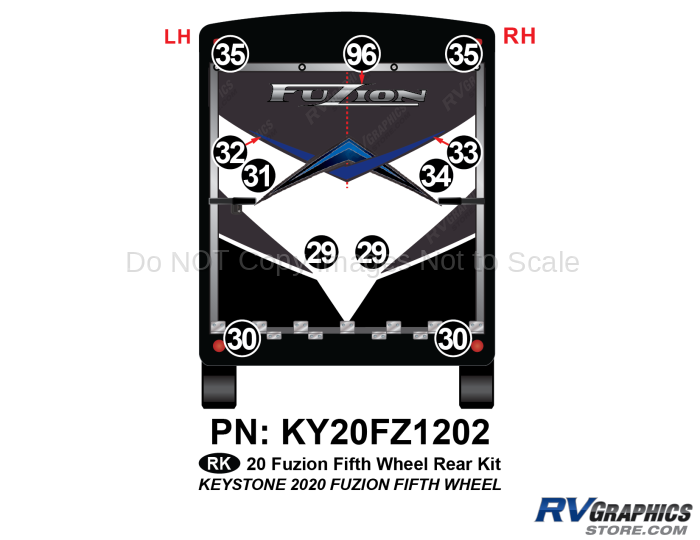11 Piece 2020 Fuzion Fifth Wheel Rear Graphics Kit