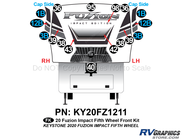 17 Piece 2020 Fuzion Impact Fifth Wheel Front Graphics Kit