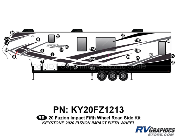 24 Piece 2020 Fuzion Impact Fifth Wheel Roadside Graphics Kit