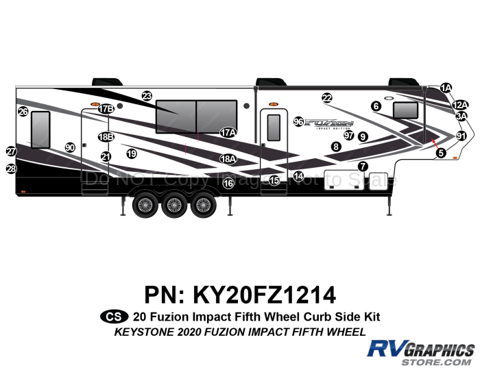 24 Piece 2020 Fuzion Impact Fifth Wheel Curbside Graphics Kit