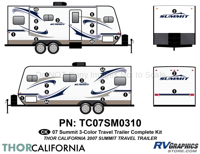 23 Piece 2007 Summit Travel Trailer Complete Graphics Kit