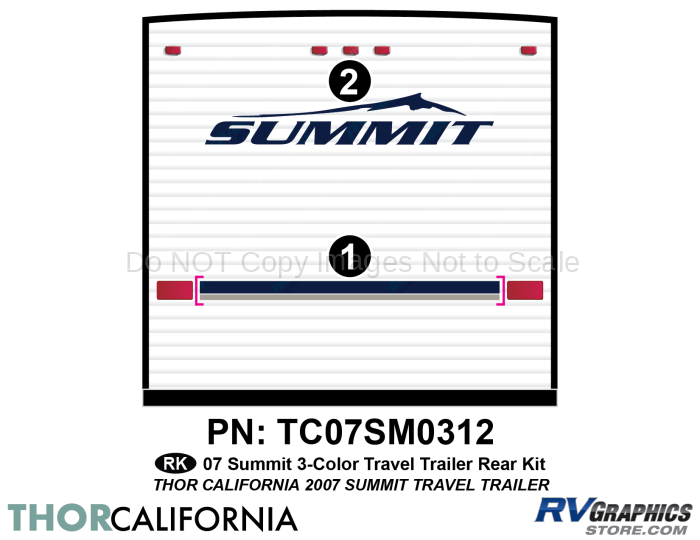 2 Piece 2007 Summit Travel Trailer Rear Graphics Kit