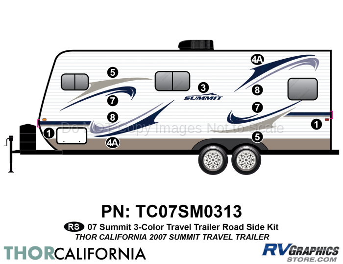 10 Piece 2007 Summit Travel Trailer Roadside Graphics Kit