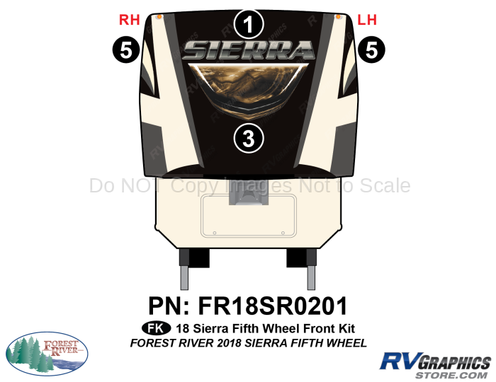 4 Piece 2018 Sierra Fifth Wheel Front Graphics Kit