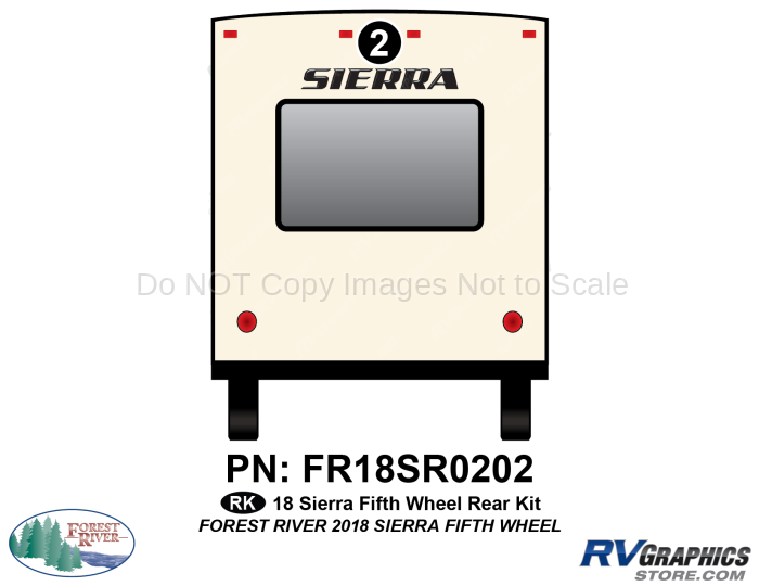 1 Piece 2018 Sierra Fifth Wheel Rear Graphics Kit