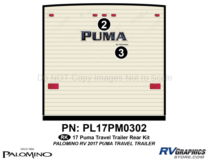 2 Piece 2017 Puma Travel Trailer Rear Graphics Kit