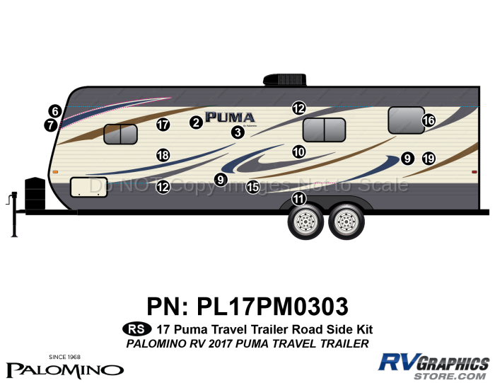 15 Piece 2017 Puma Travel Trailer Roadside Graphics Kit
