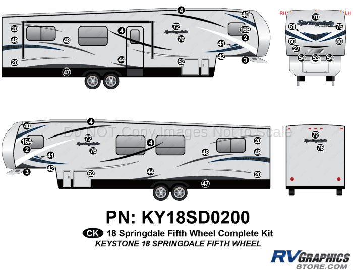 45 Piece 2018 Springdale Fifth Wheel Complete Graphics Kit