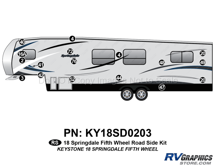 17 Piece 2018 Springdale Fifth Wheel Roadside Graphics Kit
