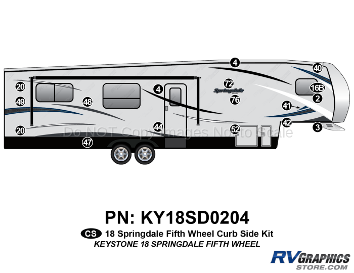 17 Piece 2018 Springdale Fifth Wheel Curbside Graphics Kit