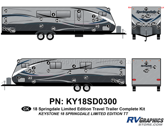 53 Piece 2018 Springdale Limited Ed Travel Trailer Complete Graphics Kit
