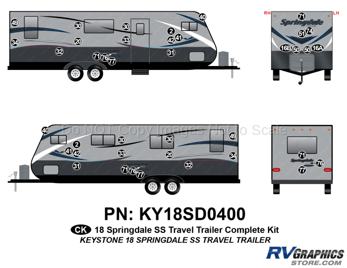 40 Piece 2018 Springdale SS Travel Trailer Complete Graphics Kit