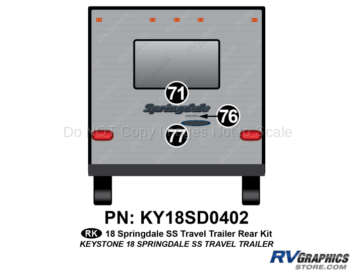 3 Piece 2018 Springdale SS Travel Trailer Rear Graphics Kit