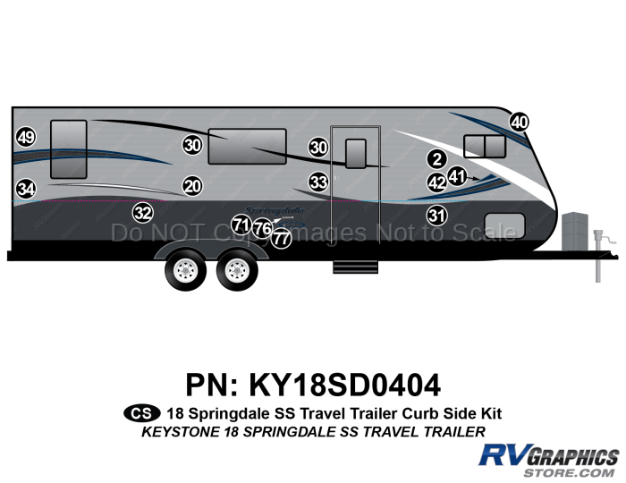 15 Piece 2018 Springdale SS Travel Trailer Curbside Graphics Kit