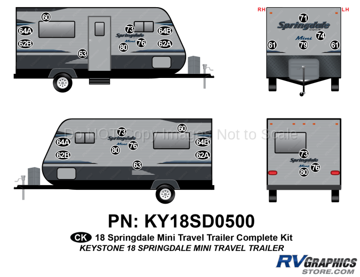 26 Piece 2018 Springdale Mini Travel Trailer Complete Graphics Kit