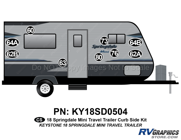 9 Piece 2018 Springdale Mini Travel Trailer Curbside Graphics Kit