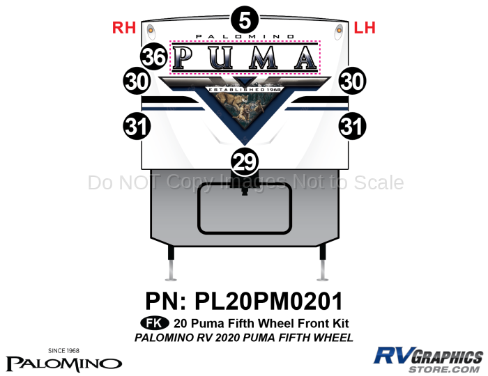 7 Piece 2020 Puma Fifth Wheel Front Graphics Kit