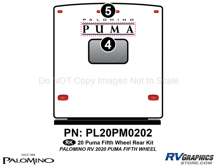 2 Piece 2020 Puma Fifth Wheel Rear Graphics Kit