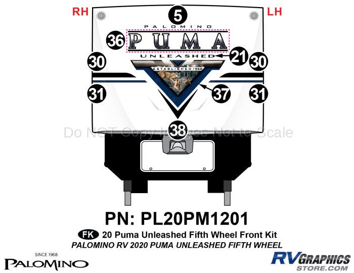 9 Piece 2020 Puma Unleashed Fifth Wheel Front Graphics Kit